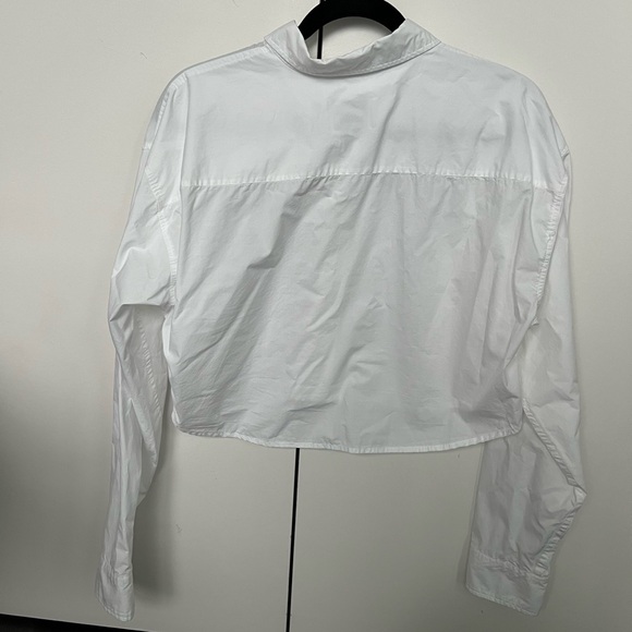 Sunday Best Cotton White Crop Button Up Collared Blouse - Picture 6 of 7